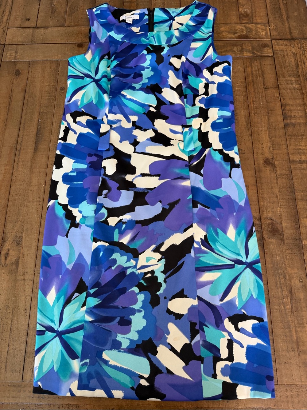 dressbarn Blue Multi Floral Sleeveless Swim Coverup